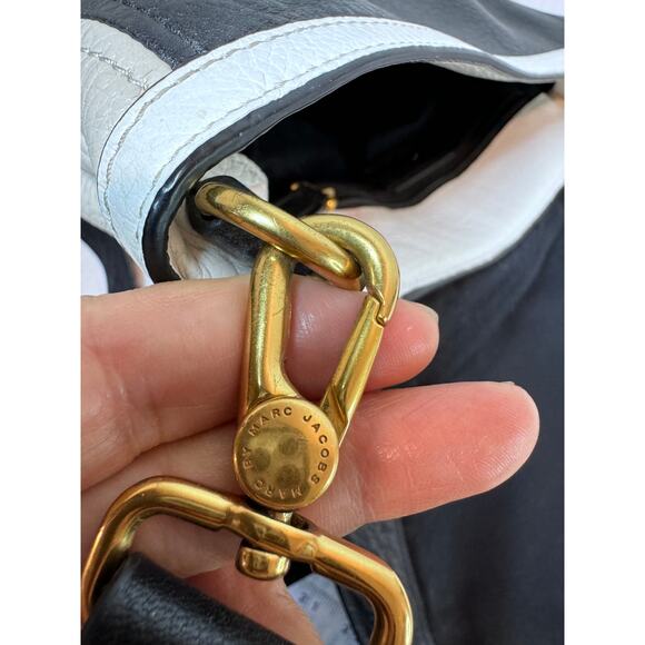 Marc by Marc Jacobs Workwear Leather Crossbody Bag Black White Gold Logo - Picture 9 of 9